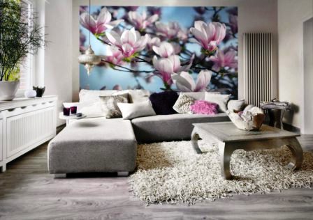 фотообои с изображением цветов в интерьере
